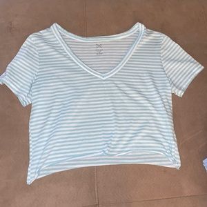 striped crop v neck